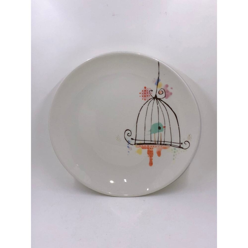 Magenta Lollipop Pottery Lollibird Dinner Plate Blue Bird In Birdcage